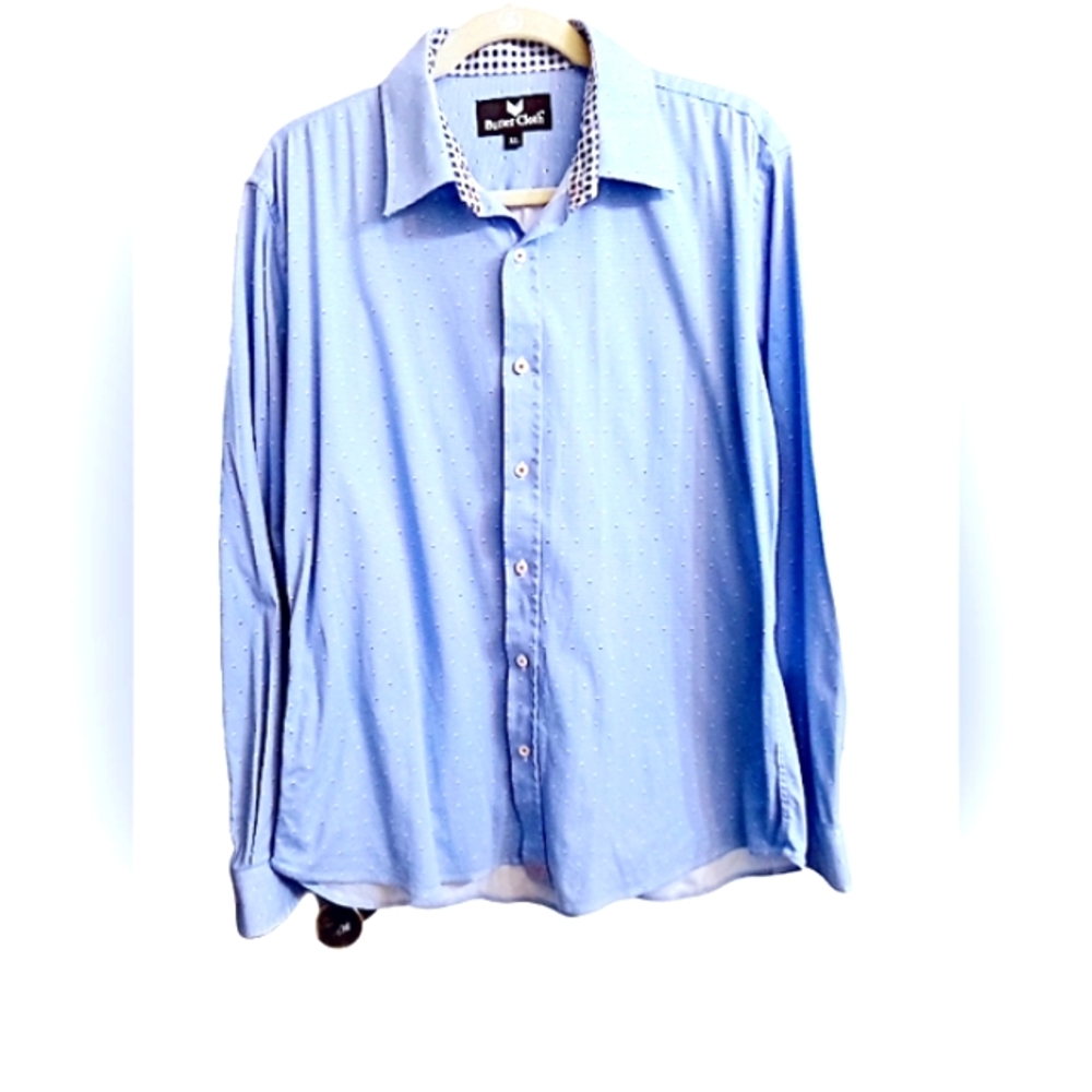 Butter Cloth Mens XL button up shirt. Polka dot pattern.